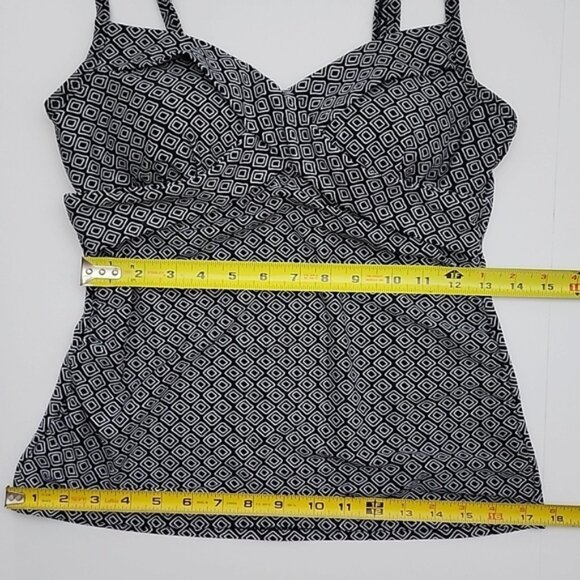 Christina Tankini Black White Geometric Print Padded Cups High Back Size 8 - Picture 16 of 16